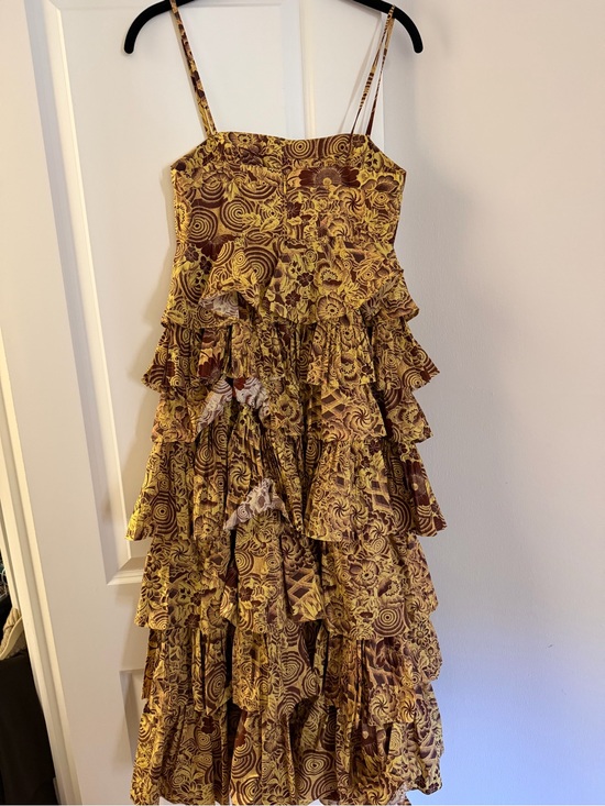Ulla Johnson Dresses & Skirts - Ulla Johnson Yellow and Brown Tiered Ruffle Maxi Dress